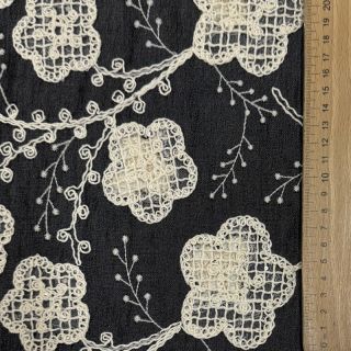 Bombažna tkanina JEANS EMBROIDERY Flora design F